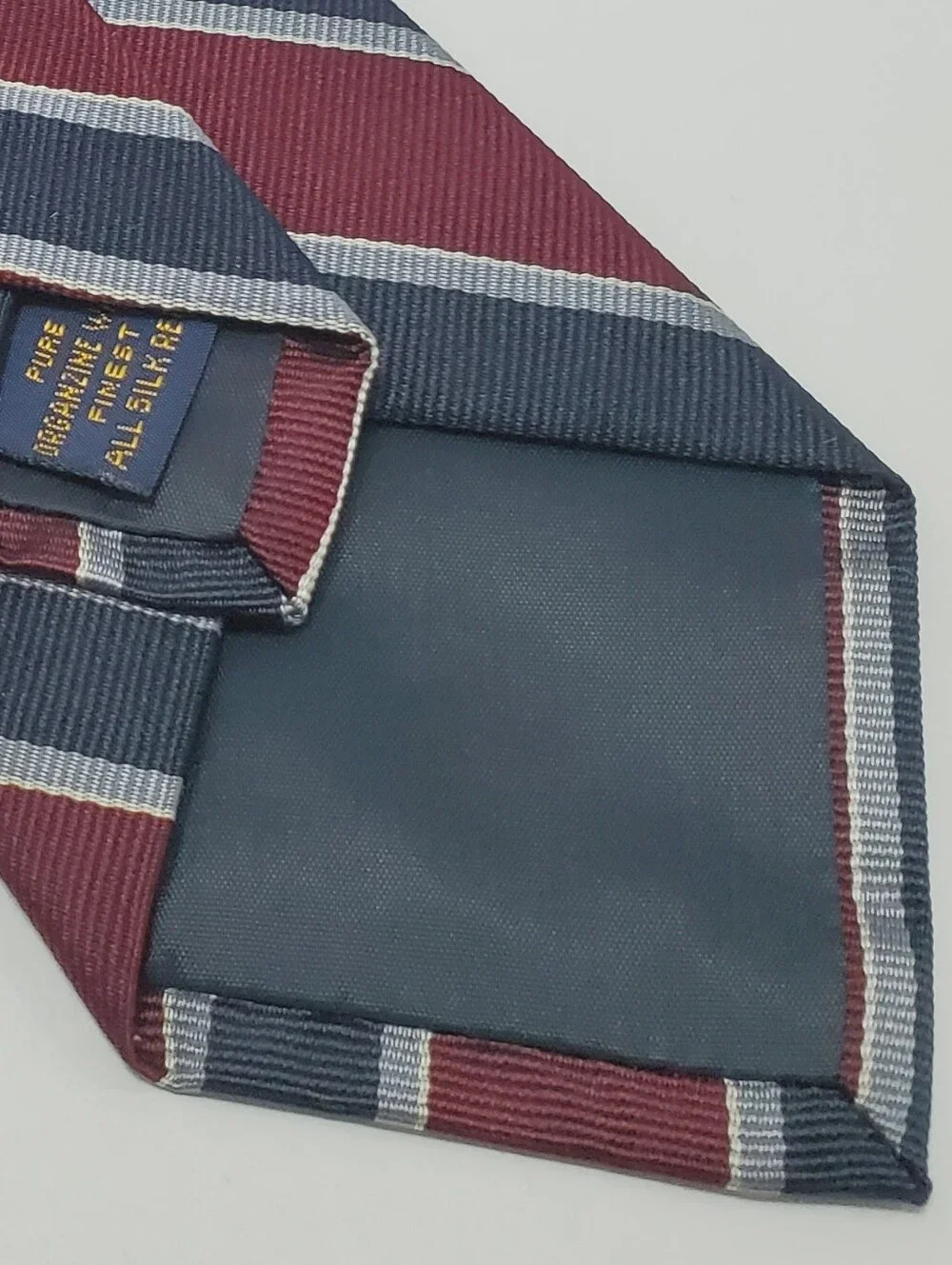 Jonathan Bach Men's Silk Neck Tie Maroon & Blue Stripe Pattern 55x3